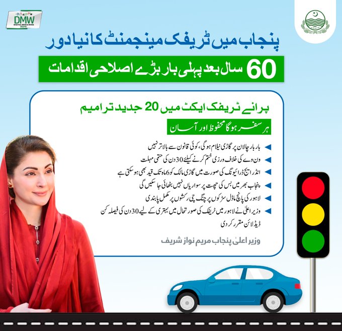 LAHORE: The Punjab government has introduced 20 major reforms in the 60-year-old Traffic Act, aiming to bring about better traffic management in the province.